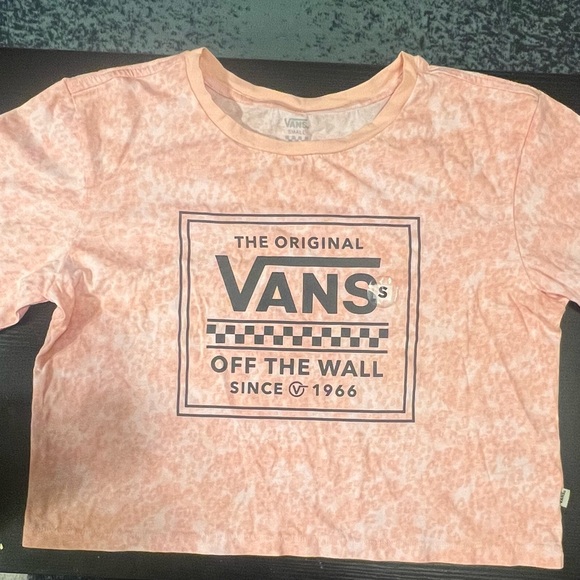Vans Tops - Vans Off The Wall Crop Top T-shirt Tie Dye Pink & White Women's Size Small